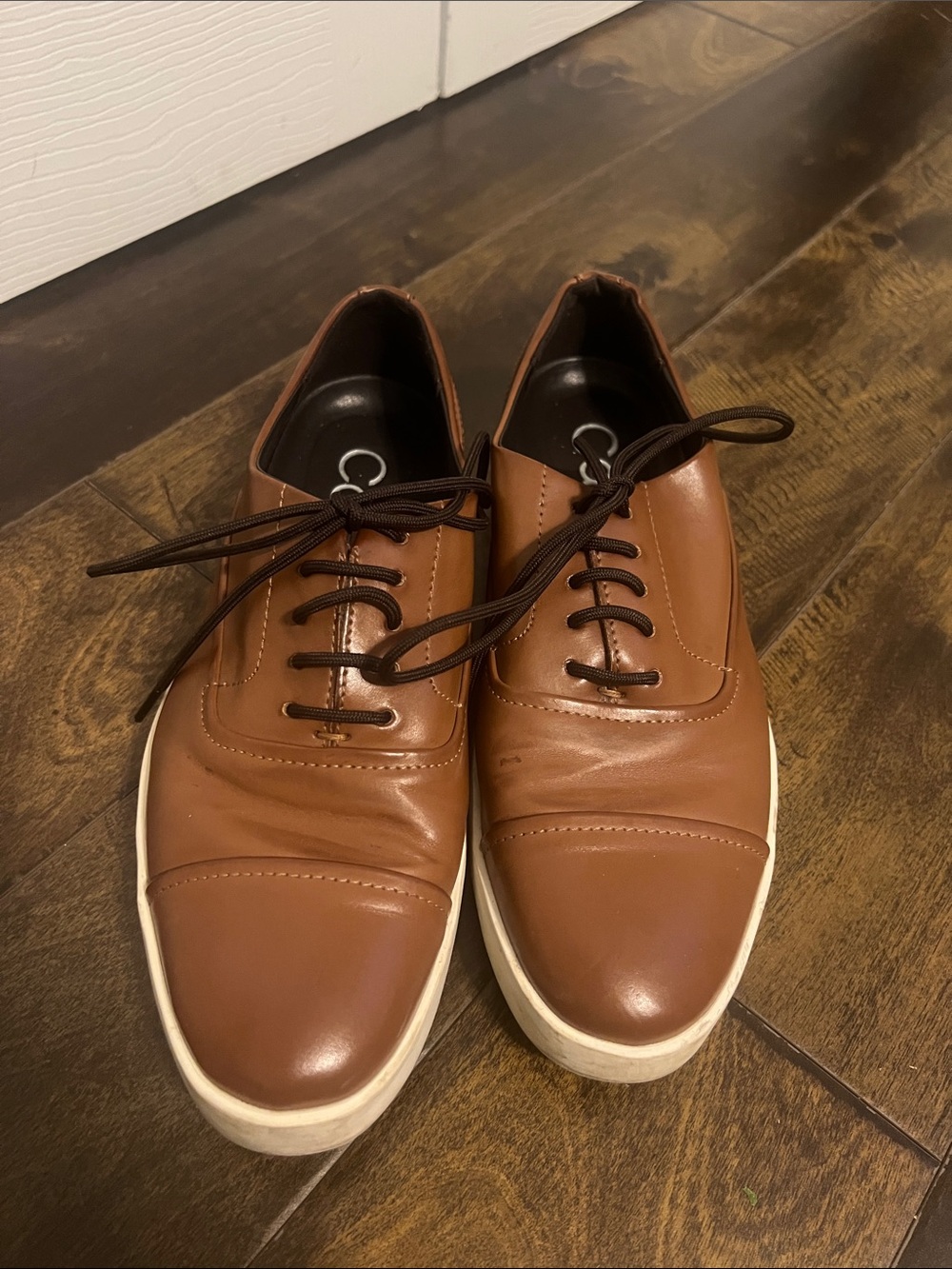 Gently Worn Mens Calvin Klein Brown Leather Casual Oxfords Size 7